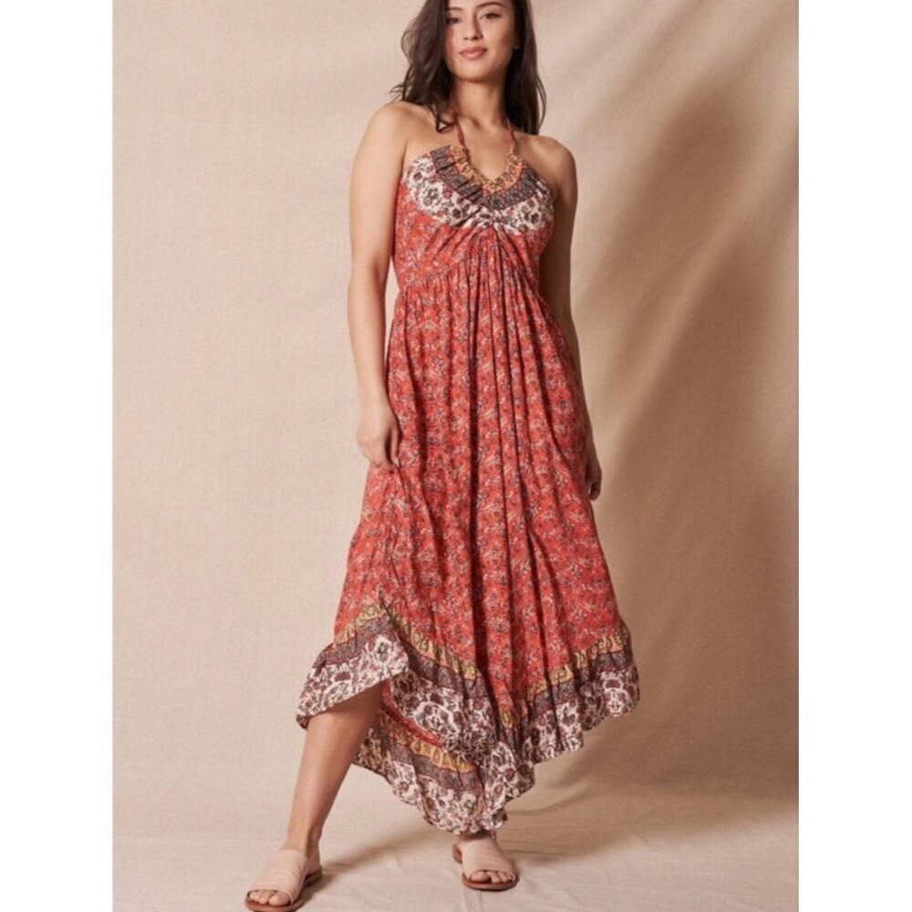 Y Sivana Maylene Boho Ruffle Paisley Halter Hippie Flare Leg Jumpsuit Romper